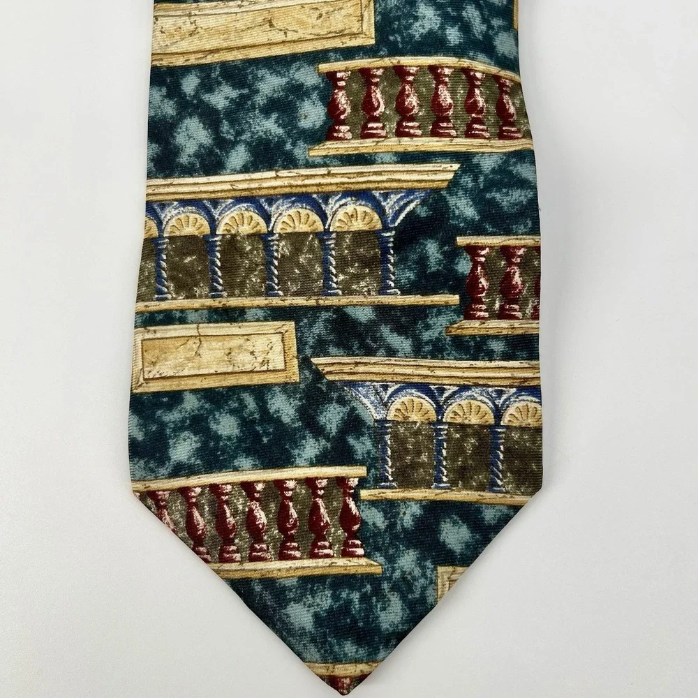 Vintage Bill Blass Men's Neckties Geometric Roman Themed 100% Silk - LOT OF 3